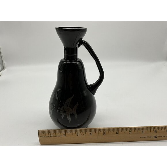 Antique Czechoslovakia Black Amethyst Vase w/ Silver Overlay Art Nouveau Style - Picture 7 of 16